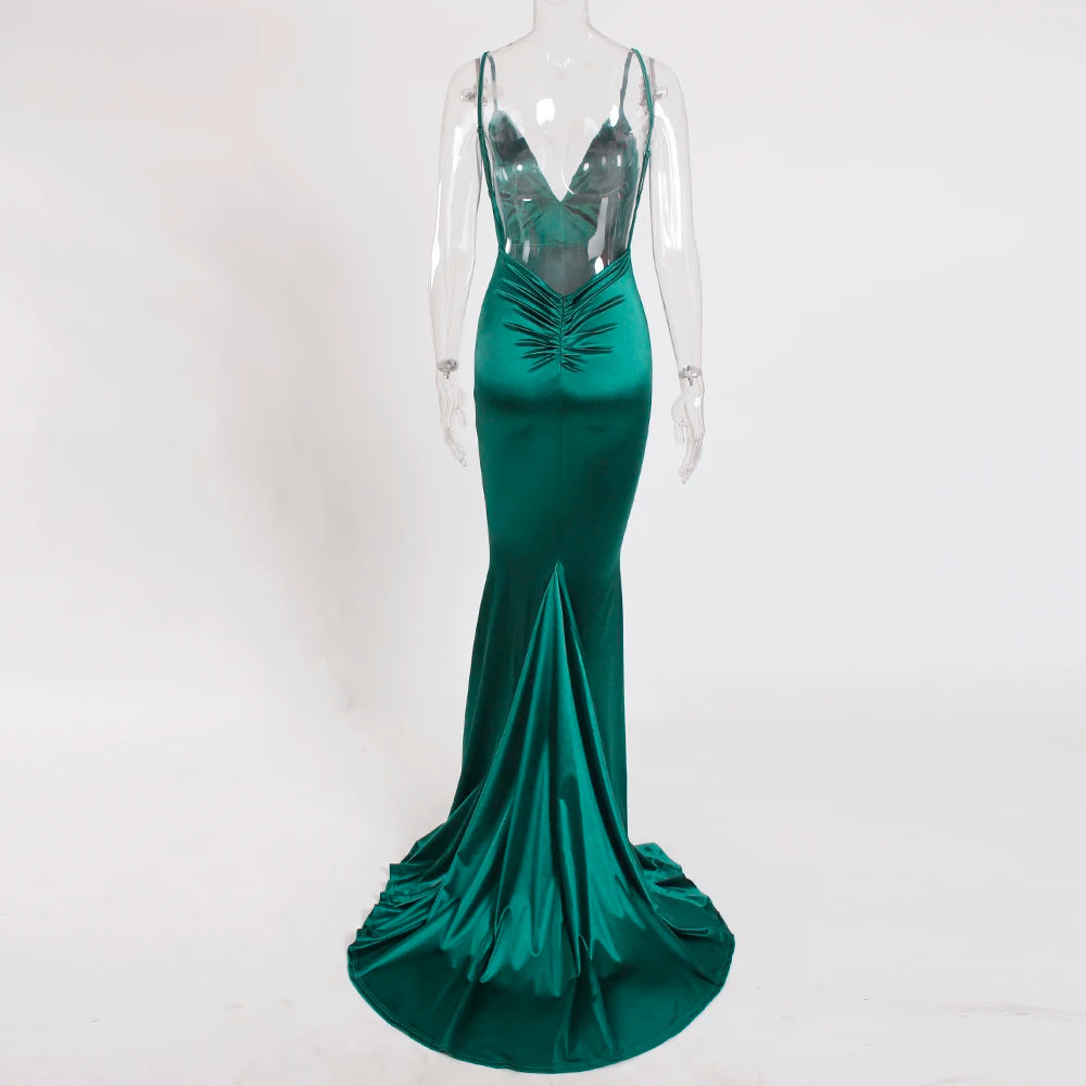 Robe de soirée rouge en satin pour femme