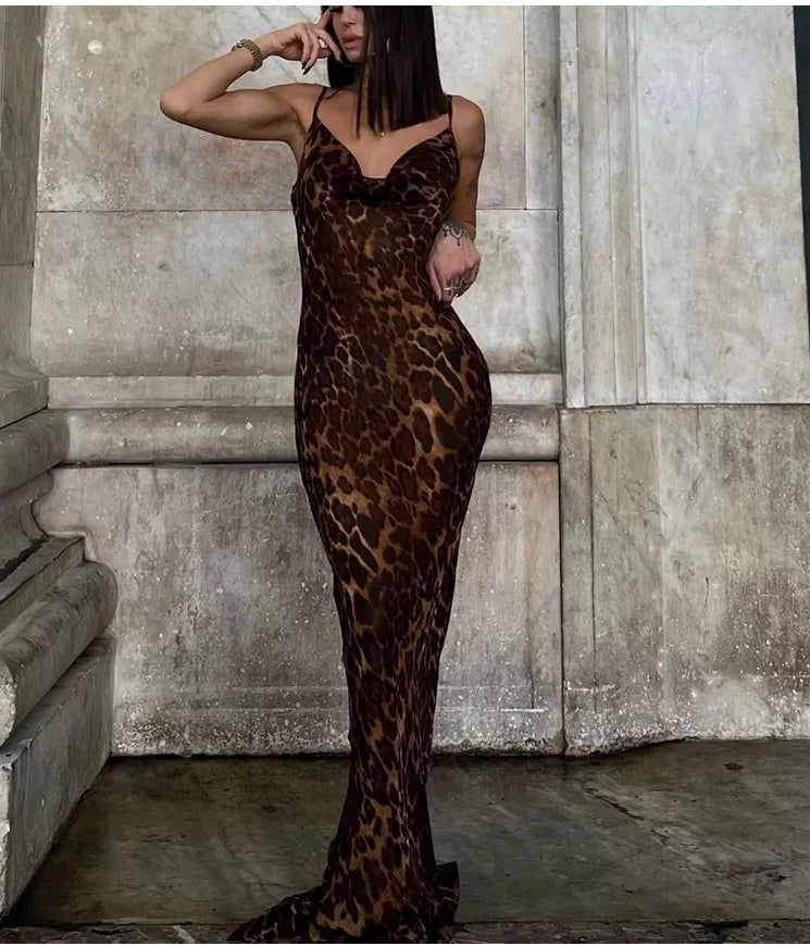 Robe léopard sexy pour femme