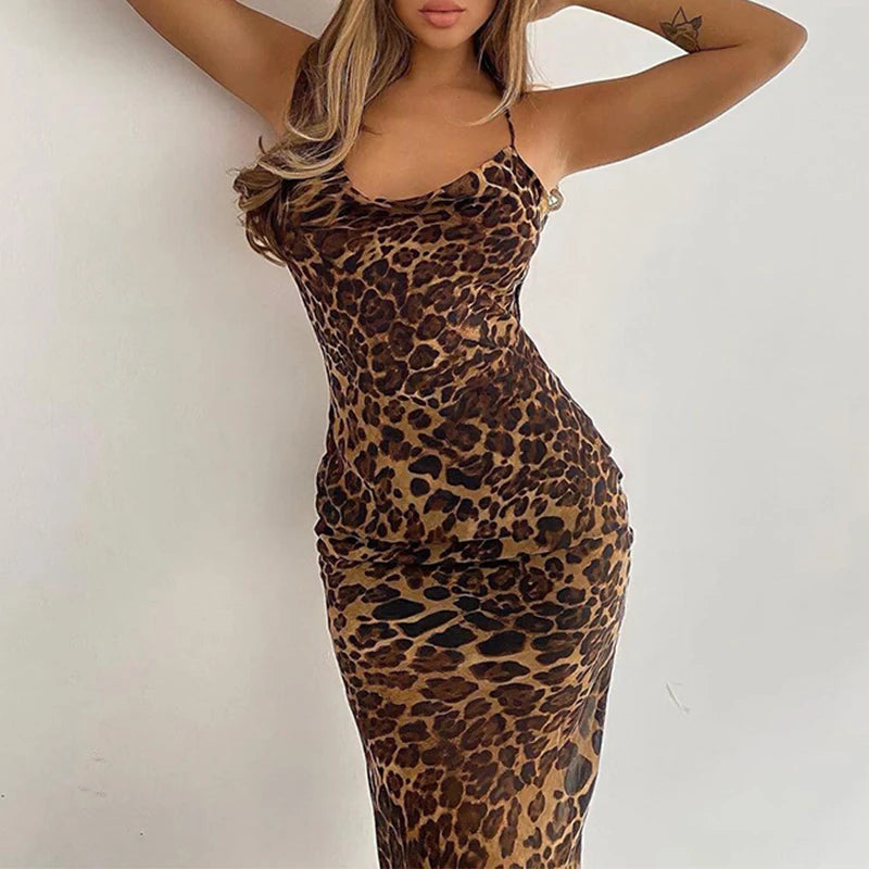 Robe léopard sexy pour femme