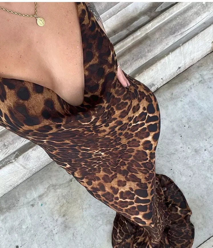 Robe léopard sexy pour femme