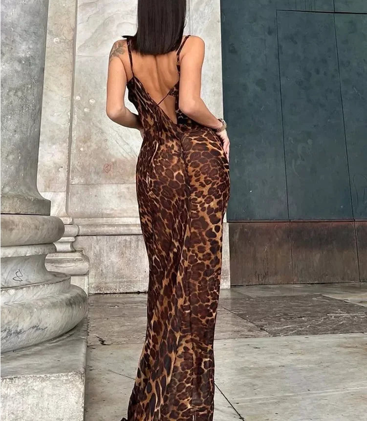 Robe léopard sexy pour femme