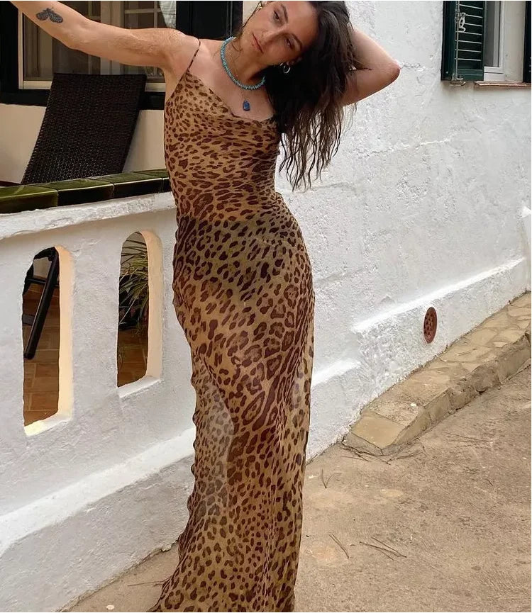 Robe léopard sexy pour femme