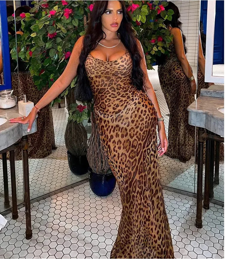 Robe léopard sexy pour femme