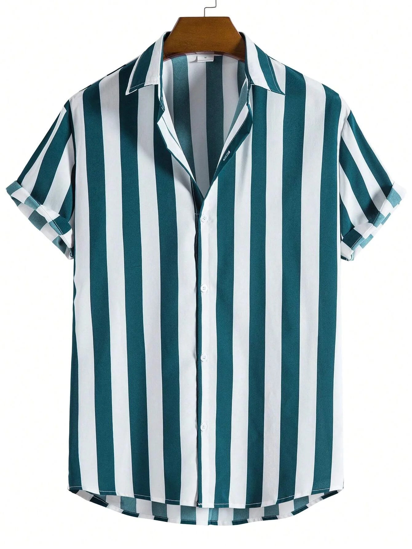 Chemise d'été a rayure verte pour homme