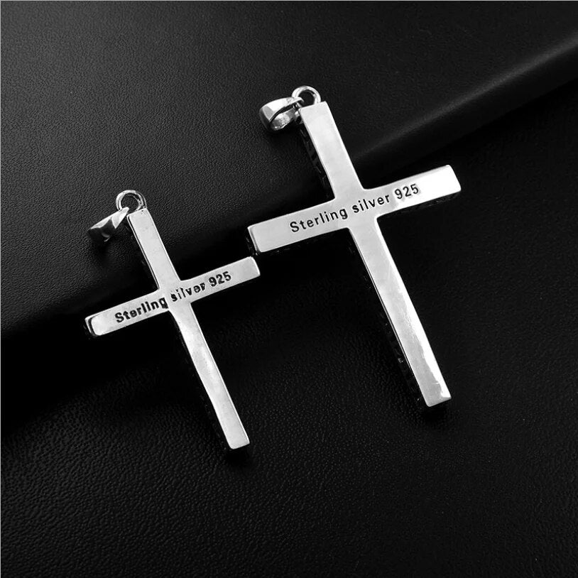 S925 Sterling Silver Simple Shiny Cross Pendant