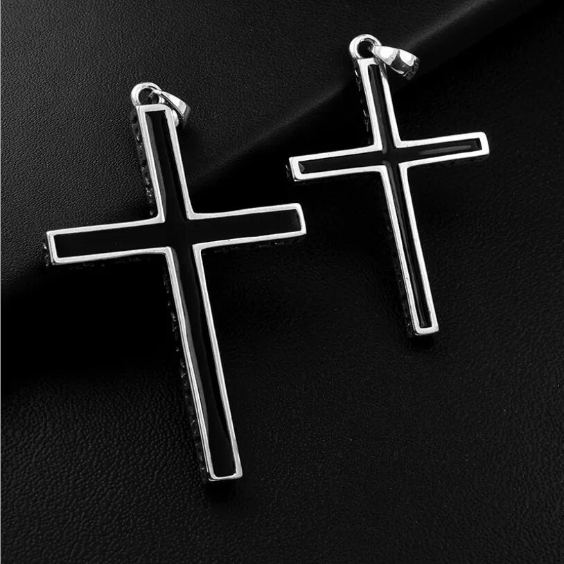 S925 Sterling Silver Simple Shiny Cross Pendant
