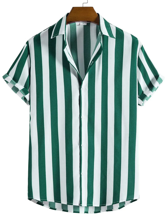 Chemise d'été a rayure verte pour homme