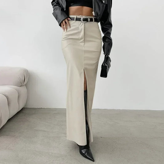 Jupe d'été pour femme Tempérament Velours Cuir Taille Haute Mince Sexy Jupe Droite