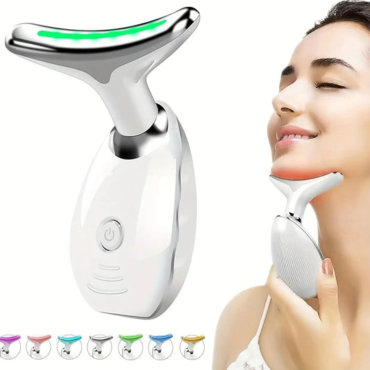 7LED Couleur Vibrant Dispositif de Beauté ,permettant de masser le cou, le visage et la peau , 1 pièce ensemble portable usb de charge, électrique Facial