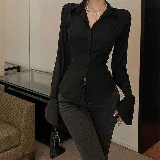 Chemise Femmes À Manches Longues manches Évasée Style Coréen Sexy Blouse