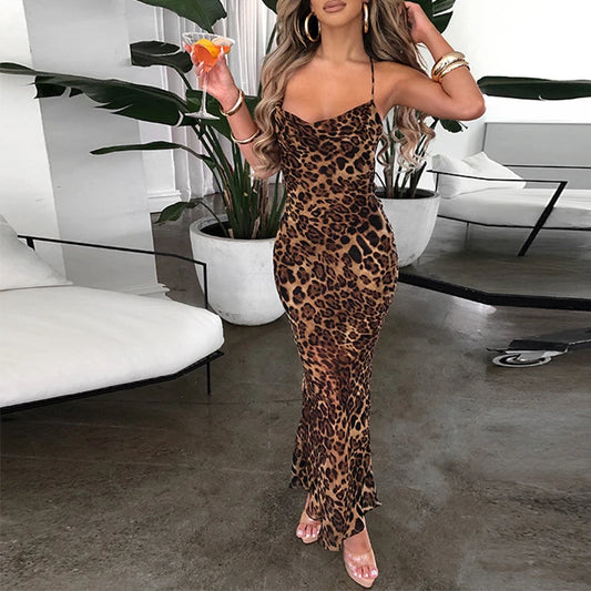 Robe léopard sexy pour femme