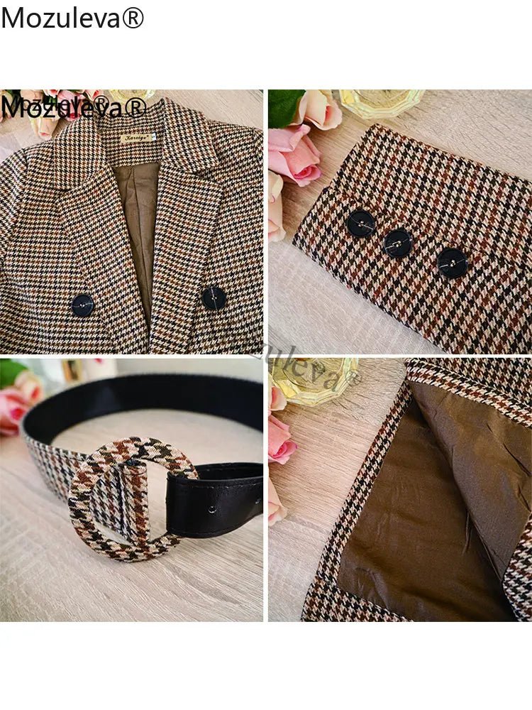 Blazer Jacket Casual Double Breasted Sashes Suit