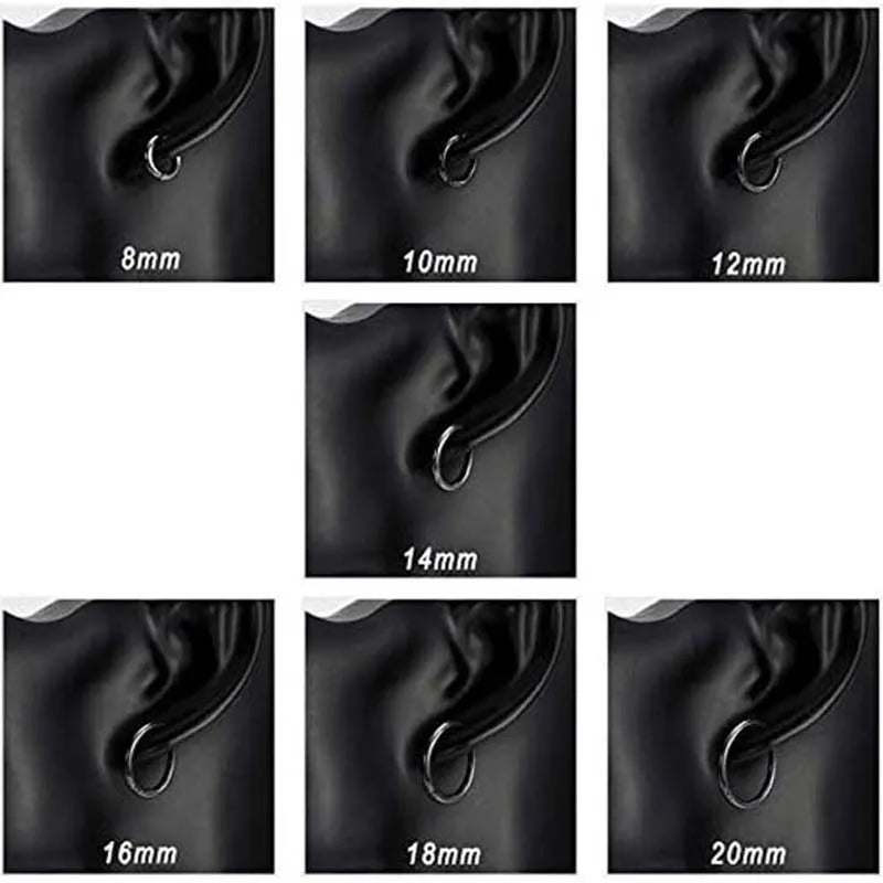 Boucles d'oreilles créoles unisexes, couleur argent, colorées, noir, Rose, or, rondes, en acier inoxydable