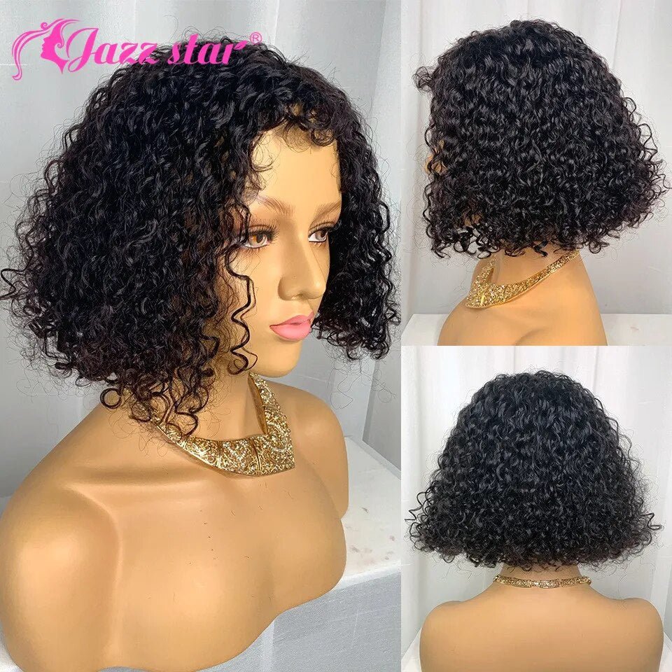 Brazilian Curly Human Hair Wig Bob Lace Front Wig 13x4 Lace Front Human Hair Wigs Pre plucked Non-Remy Perruque Cheveux Humain