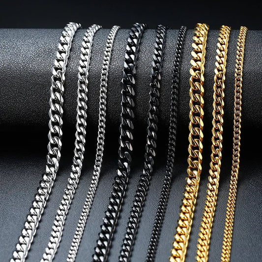 Cuban Chain Necklace for Men and Women, Basic Stainless Steel Punk Choker