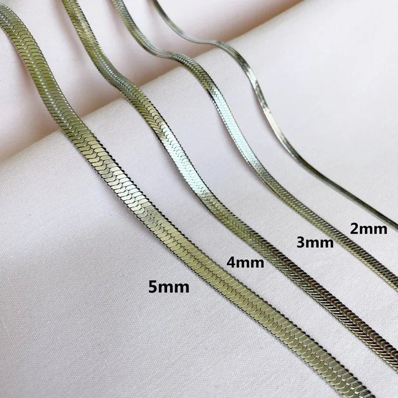 Collier chaîne serpent pour hommes et femmes, ras du cou, largeur 2/3/4/5mm, en acier inoxydable