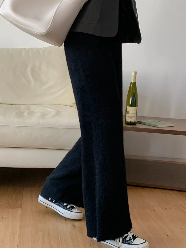 Colorfaith – pantalon Capris large tricoté, taille haute, faux cachemire de vison, longueur cheville