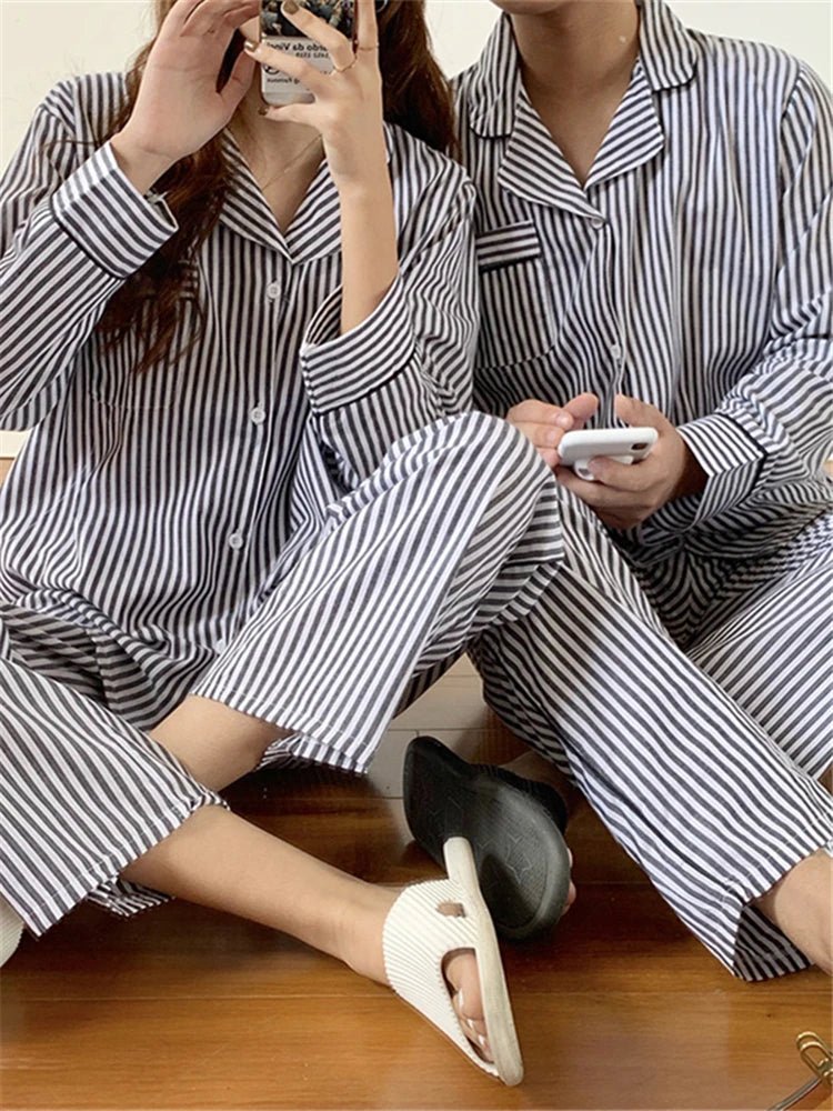 Colorfaith Oversized Babydoll Sleepwear Striped, Pajamas 2 Piece Sets Home Clothes Suit