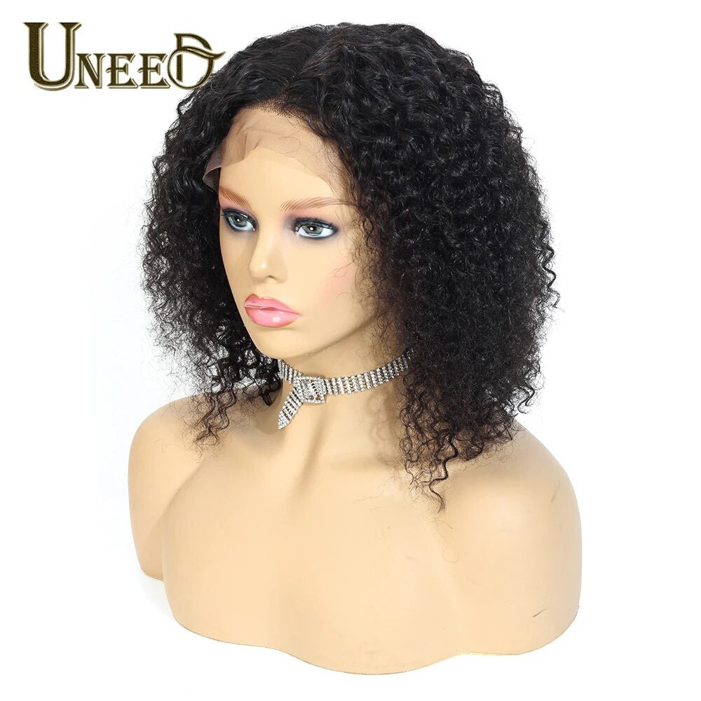 Kinky Curly Bob Lace Front Malaysian Human Hair Wigs