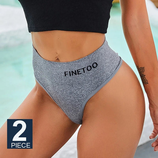 FINETOO 2pcs/set Women Lingerie M-2XL body shaper Gstring Seamless High Waist Panties