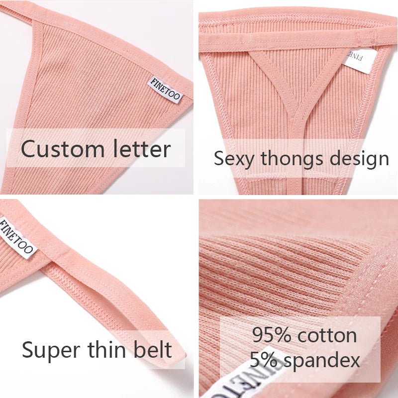 FINETOO 7Pcs/Set Cotton Thongs Women Sexy T-Back Comfortable Underwear Thong M-XL Girls Soft Panties Lingerie 2022
