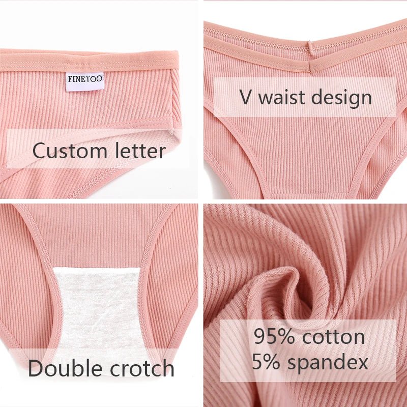 FINETOO Women Cotton Panties Female Sexy V Wasit Briefs Ladies Breathable Underwear Girls M-2XL Intimates Soft Lingerie