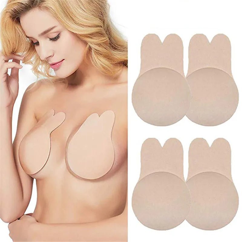 FINETOO Women Breast Petals Cute Rabbit Bra Nipple Covers Push Up Invisible Bra Reusable Breast Adhesive Bra Bralette Intimates