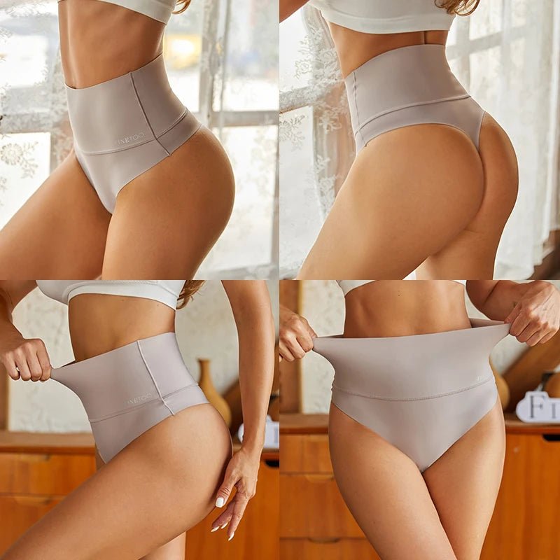 FINETOO Women Sexy High Waist Thong Solid High Elasticity Thong Lingerie Breathable Comfortable fine lingerie