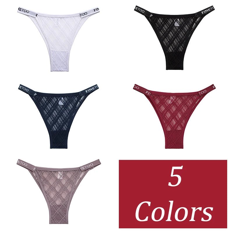 FINETOO S-XL Women Hollow Out Lingerie Sexy Panties Mesh Lace Seamless Briefs Low Waist