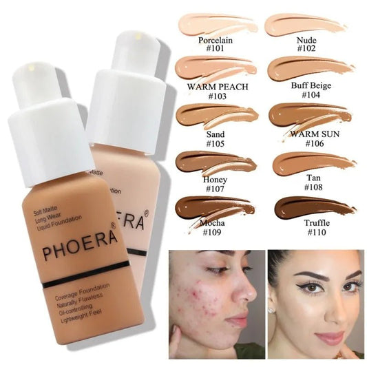 Face Concealer Liquid Foundation Naturally Flawless Matte Oil Control Long Lasting Waterproof Foundation 30ml 8 Colors Optional