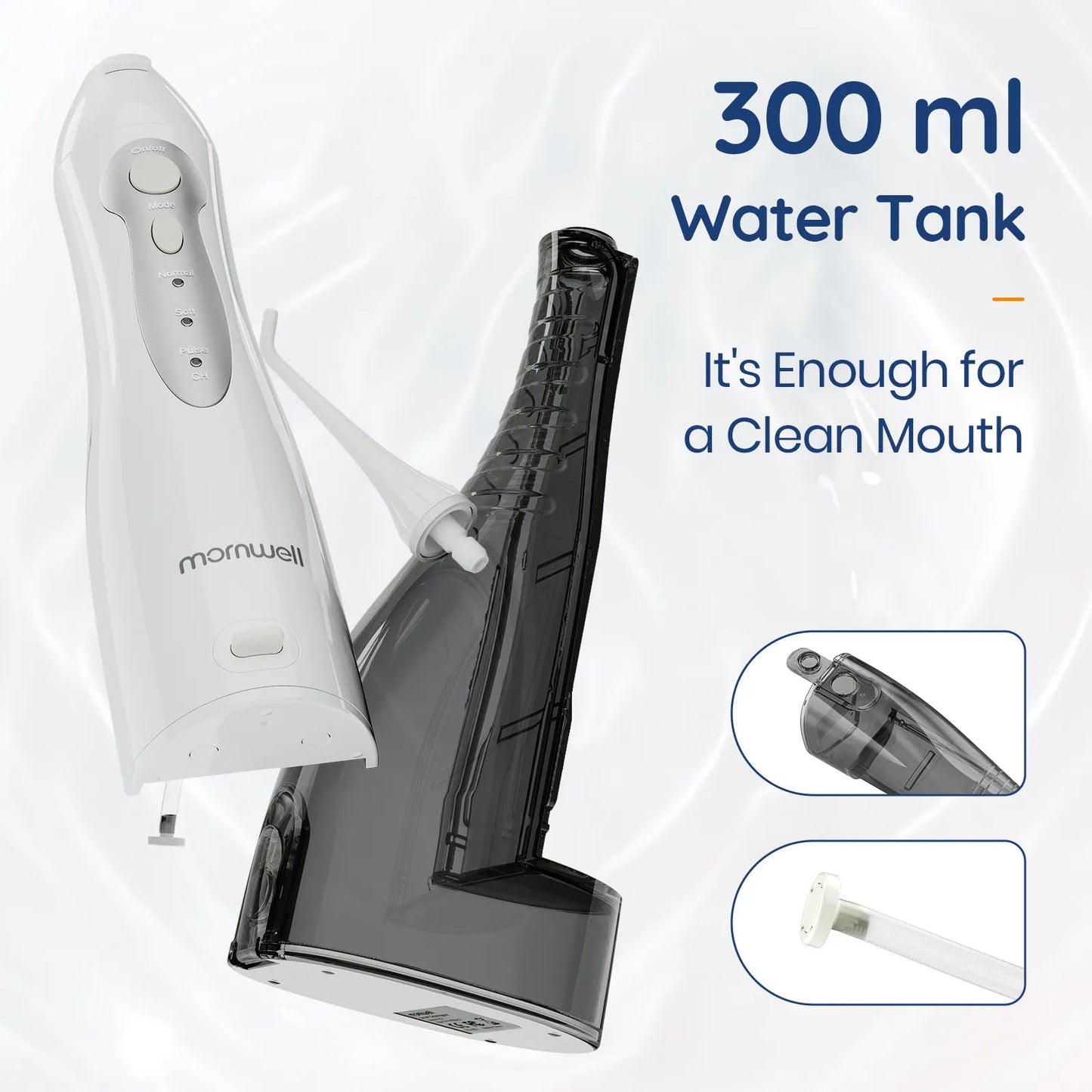 Irrigador oral, jato de água dental portátil, recarregável por USB, tanque de água de 300ML