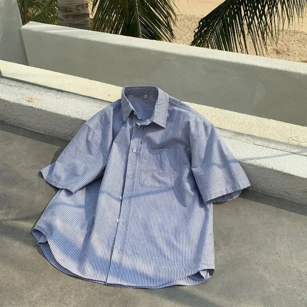 LAPPSTER – chemises à rayures en coton surdimensionnées, Vintage, boutonnées, décontractées, à manches courtes