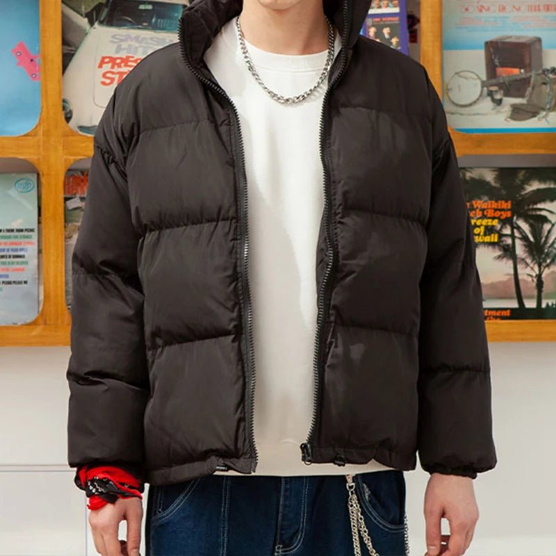 LAPPSTER Men Harajuku Warm Bubble Coat Streetwear Solid