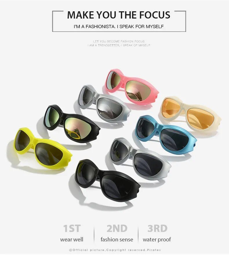 Óculos de sol hip hop irregulares exclusivos para mulheres