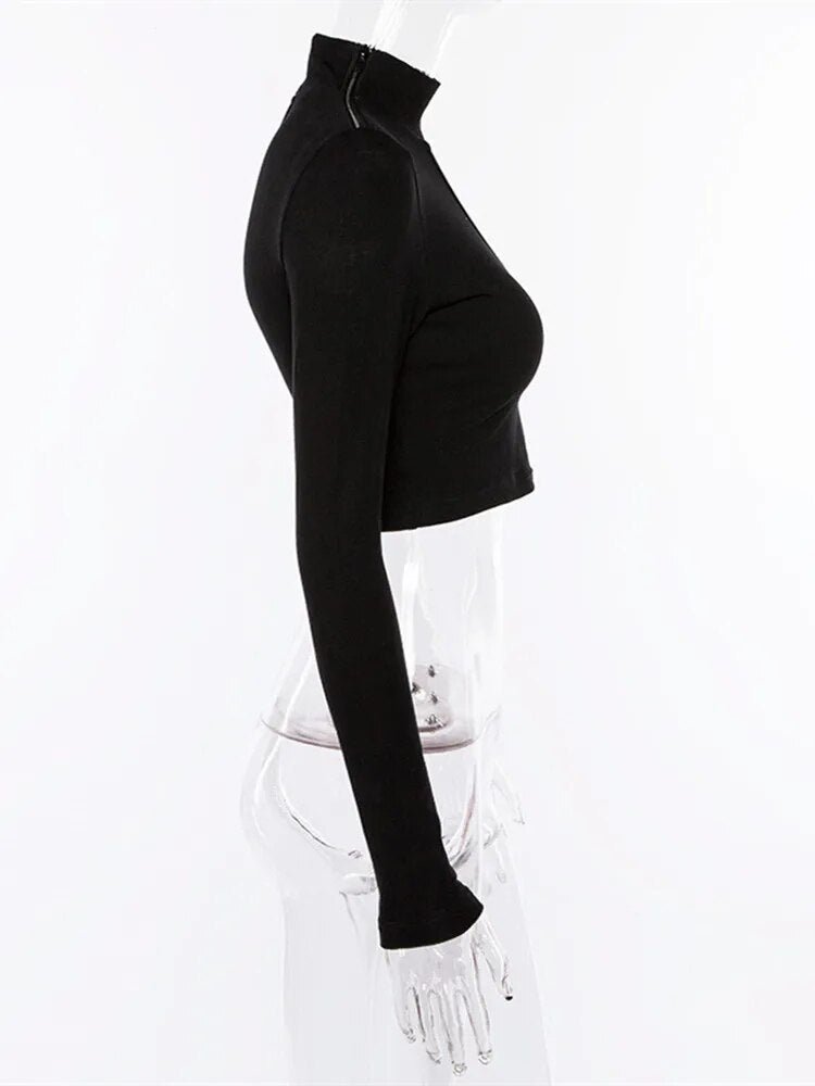 Macheda Long Sleeve Crop Top Casual Streetwear.