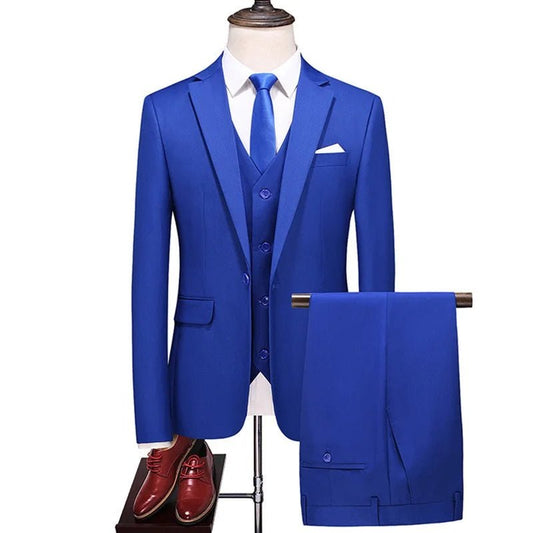 Mode Royal Blue Hommes Costumes Formelle Business Blazer Encoche Revers 3