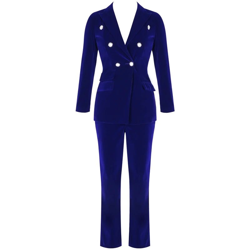Ocstrade Summer Sets, Navy Blue V Neck Long Sleeve Sexy 2 Piece Set Outfits High Quality Two Piece Set Suit
