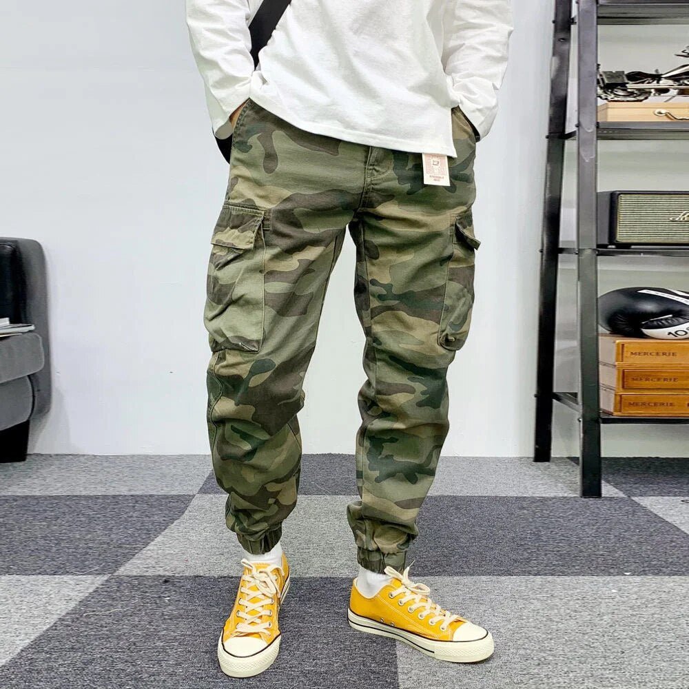 Nova camuflagem masculina joggers harem calças de carga hip hop casual bolsos calças