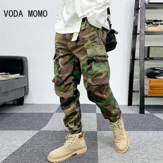 Nova camuflagem masculina joggers harem calças de carga hip hop casual bolsos calças