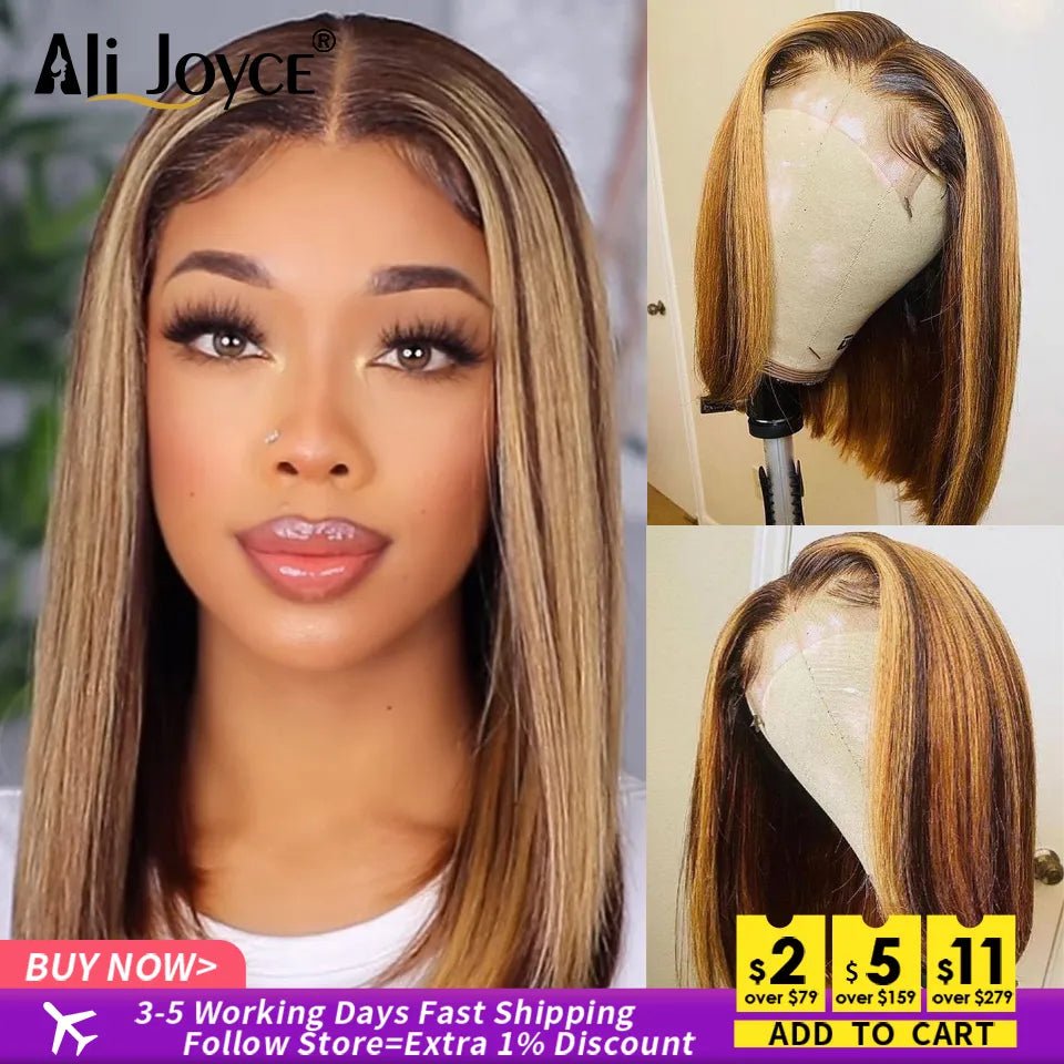 Highlight Bob Wig 13x4 Lace Front Human Hair Wigs Straight Brazilian Remy Short Human Hair Wigs Ombre Short Bob Wigs