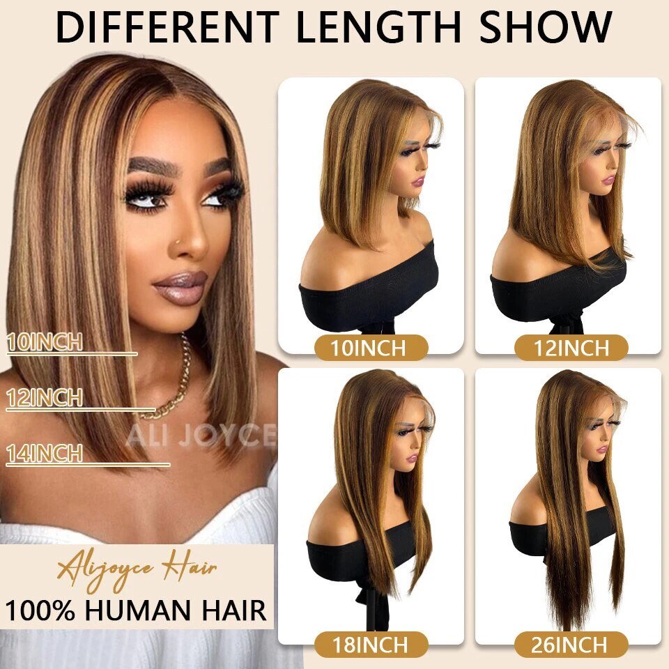 Highlight Bob Wig 13x4 Lace Front Human Hair Wigs Straight Brazilian Remy Short Human Hair Wigs Ombre Short Bob Wigs