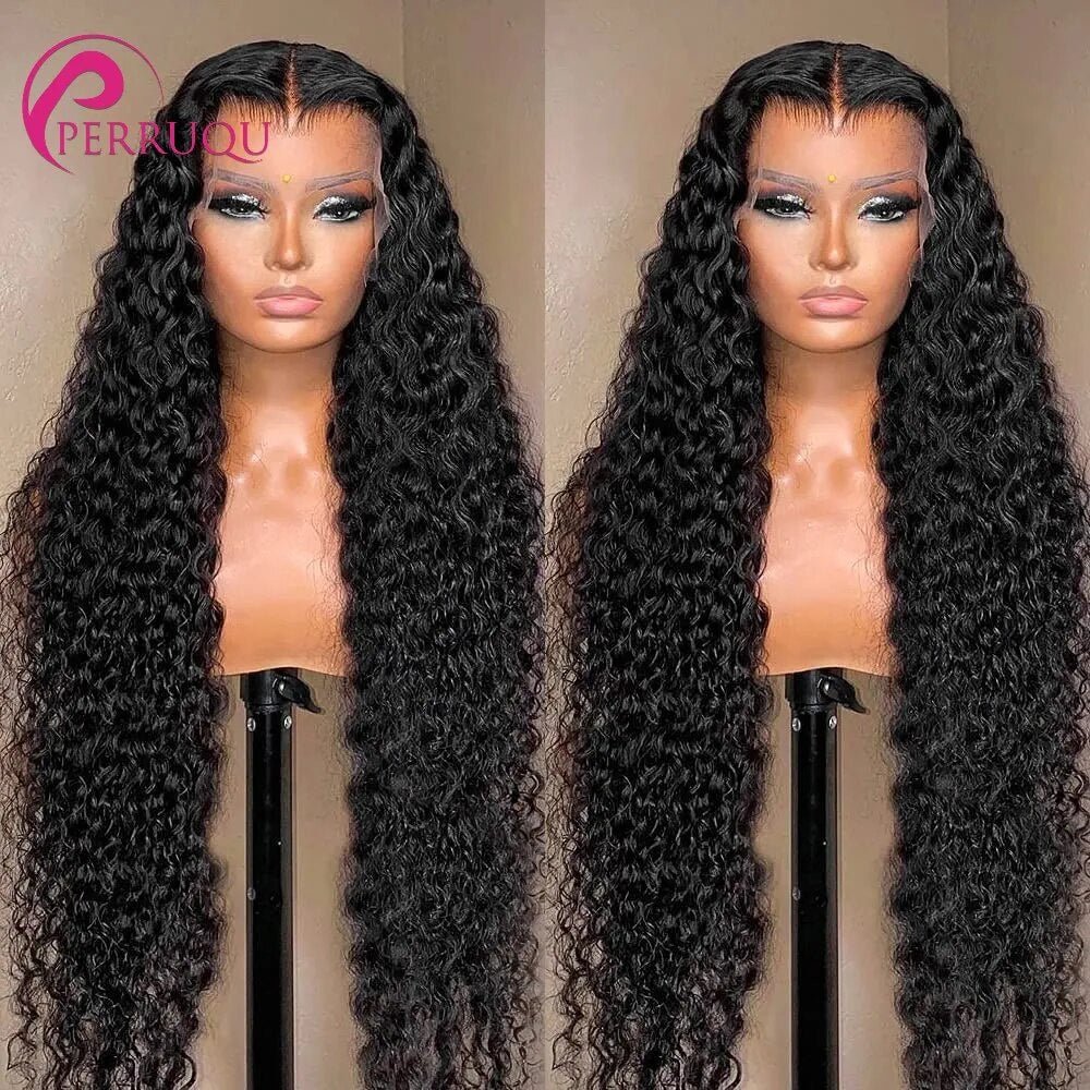 Perruque Lace Front Wig sans colle naturelle ondulée, cheveux humains, 40 pouces, 13x6