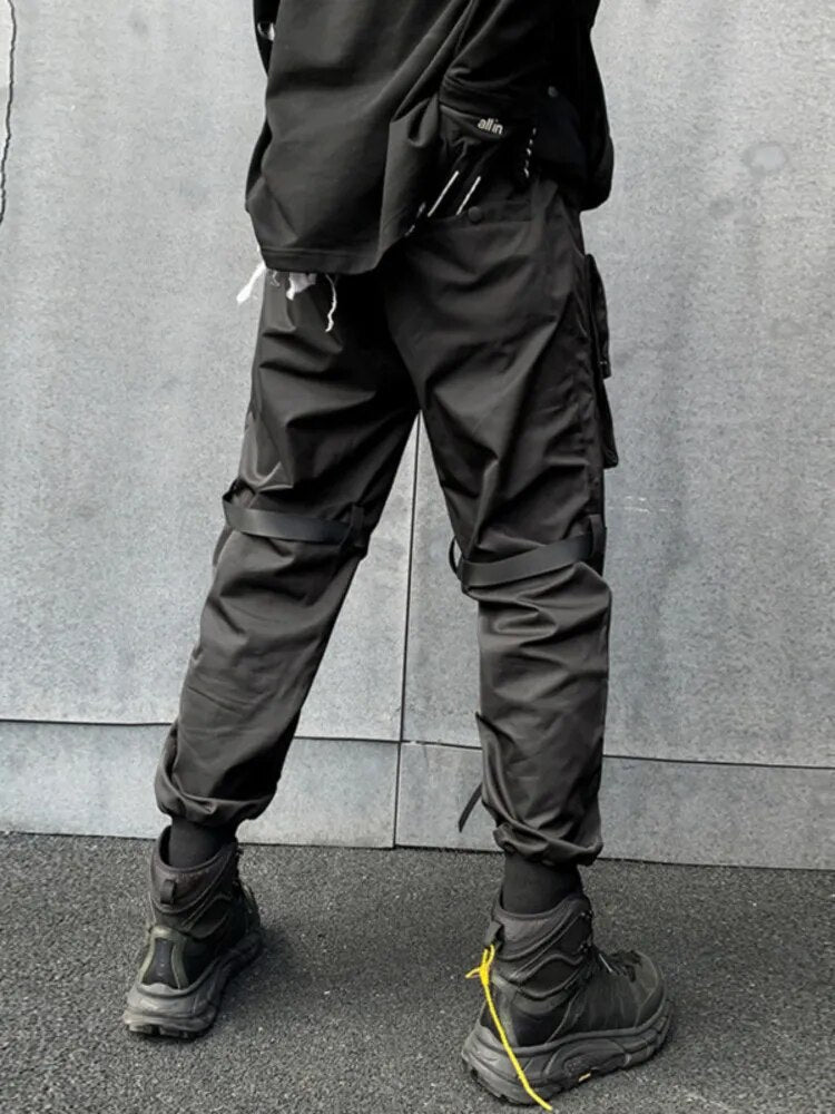 PFNW sangle Patchwork Style foncé Cargo pantalon hommes Techwear haute rue tendance Streetwear