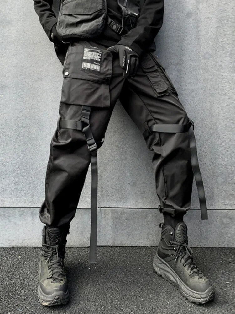 PFNW Strap Patchwork Dark Style Cargo Pants Men Techwear High Street Trend Streetwear