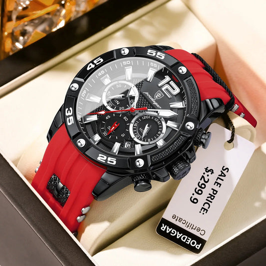POEDAGAR montre décontractée pour hommes de luxe étanche chronographe lumineux -bracelet militaire Quartz