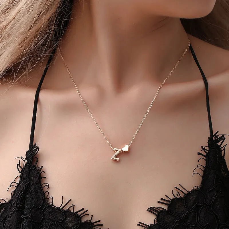 SUMENG – collier ras du cou en forme de petit cœur, pendentif avec initiales