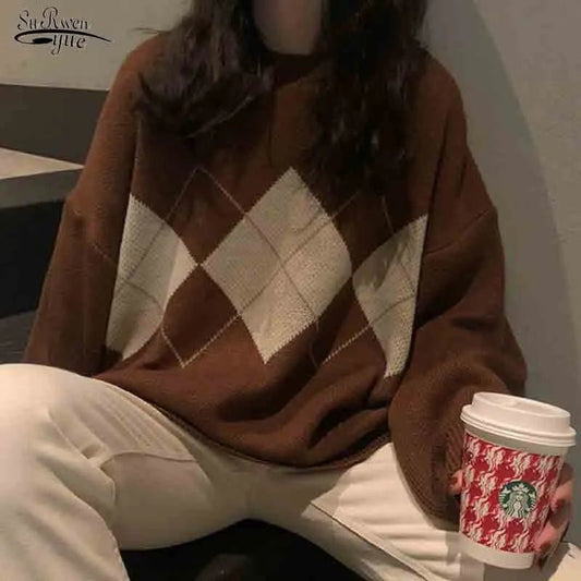 tricotar suéter solto moda coreana oversized