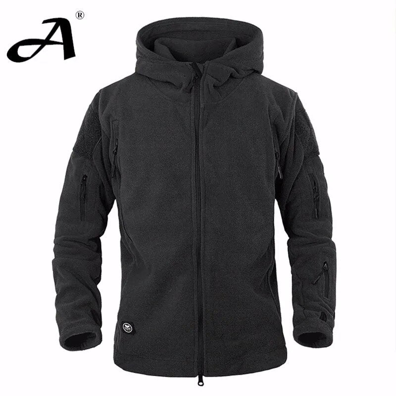 tactical fleece jacket casual coat, hooded army winter clothing